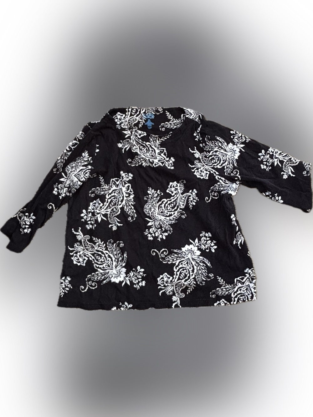 croft & barrow Black and White Paisley Top